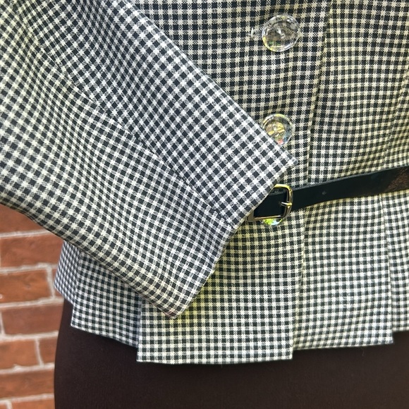 Sandro Paris Vintage Belted Gingham Check Blazer - Picture 5 of 11